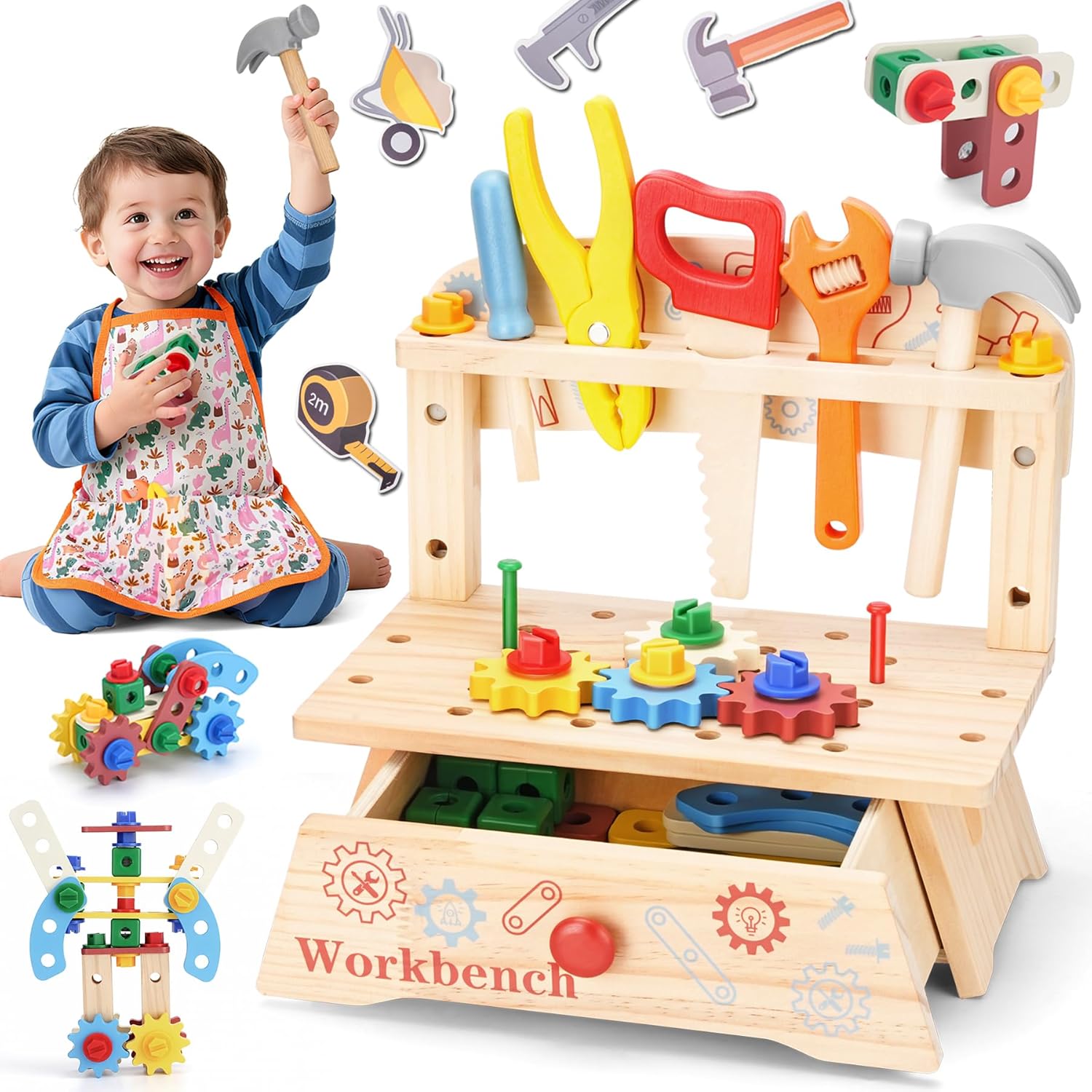 Gardening Tools Kids Set - 어린이용 나무 공구 벤치, 몬테소리 교육용