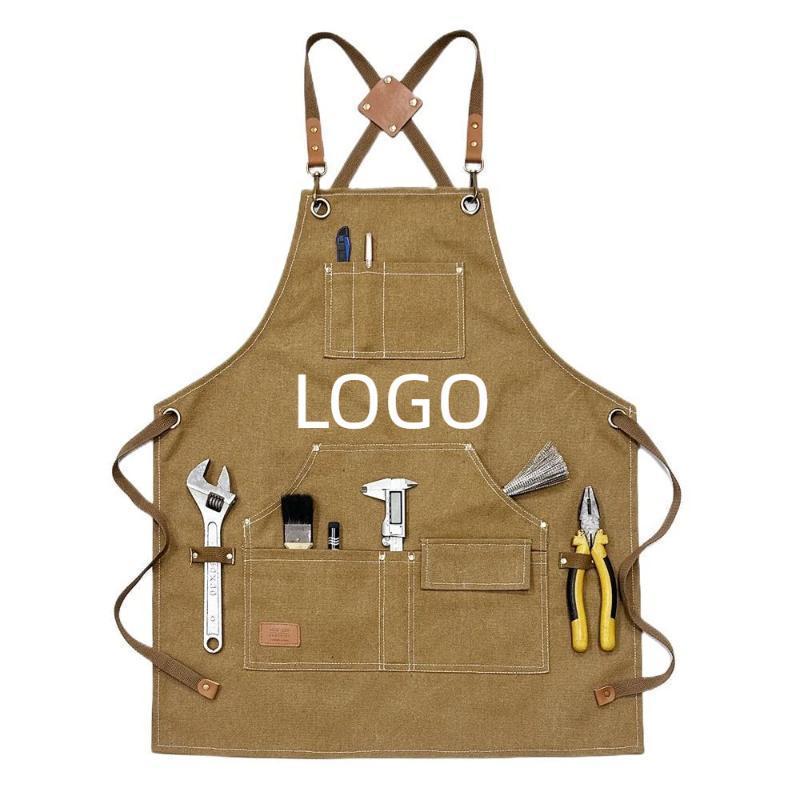 Gardening Tools Logo - 다양한 주머니가 있는 캔버스 앞치마 장인
