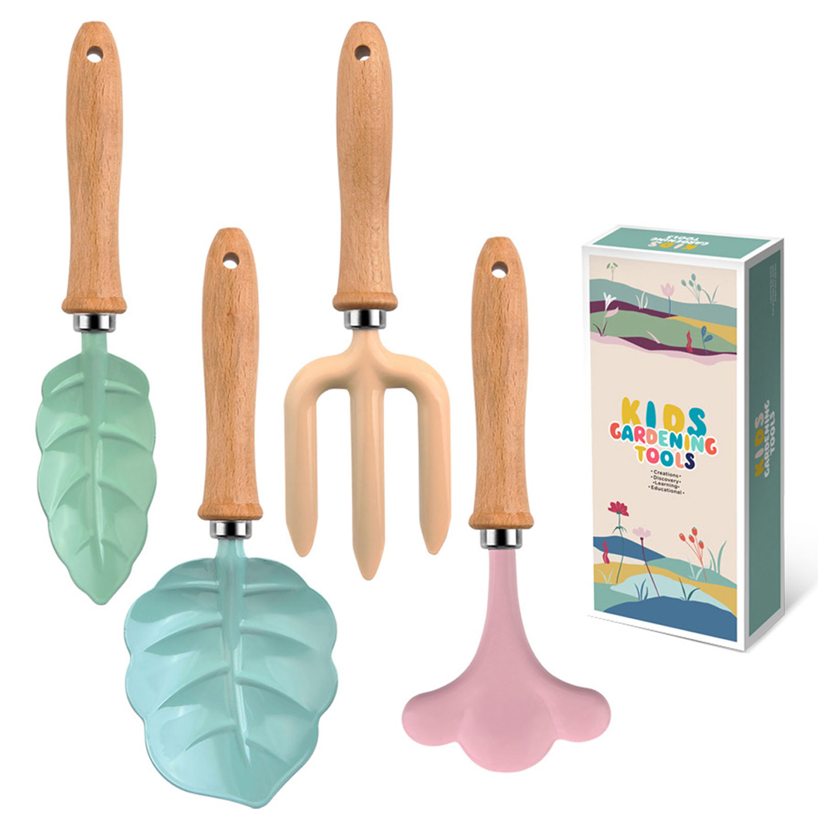Gardening Tools Kids Set - 작은 정원사 도구 세트, 나무 손