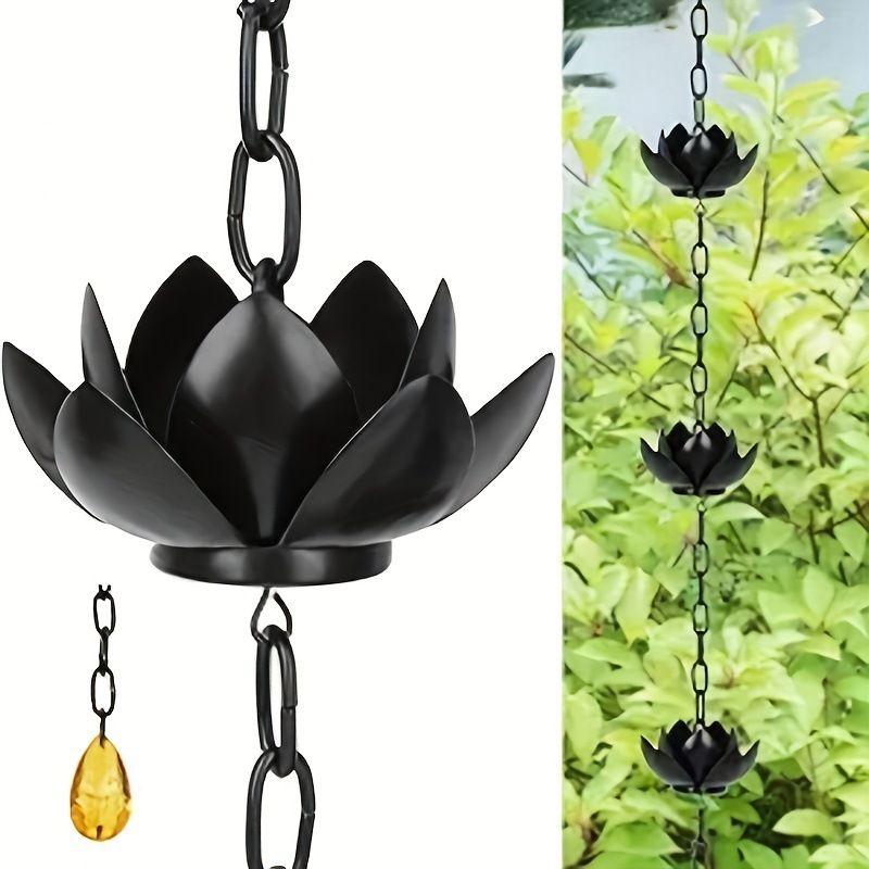 연꽃 모양 빗물 체인, 홈통 연장용 금속 꽃장식, 정원 - Gardening Tools Basic 리뷰 및 가격