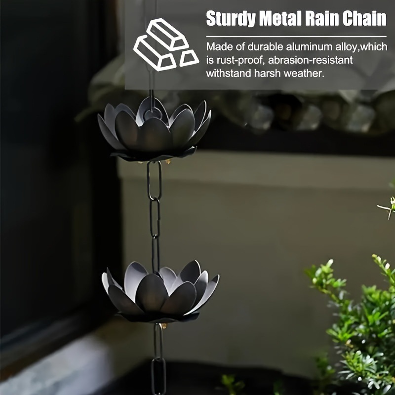 연꽃 모양 빗물 체인, 홈통 연장용 금속 꽃장식, 정원 - Gardening Tools Basic 리뷰 및 가격