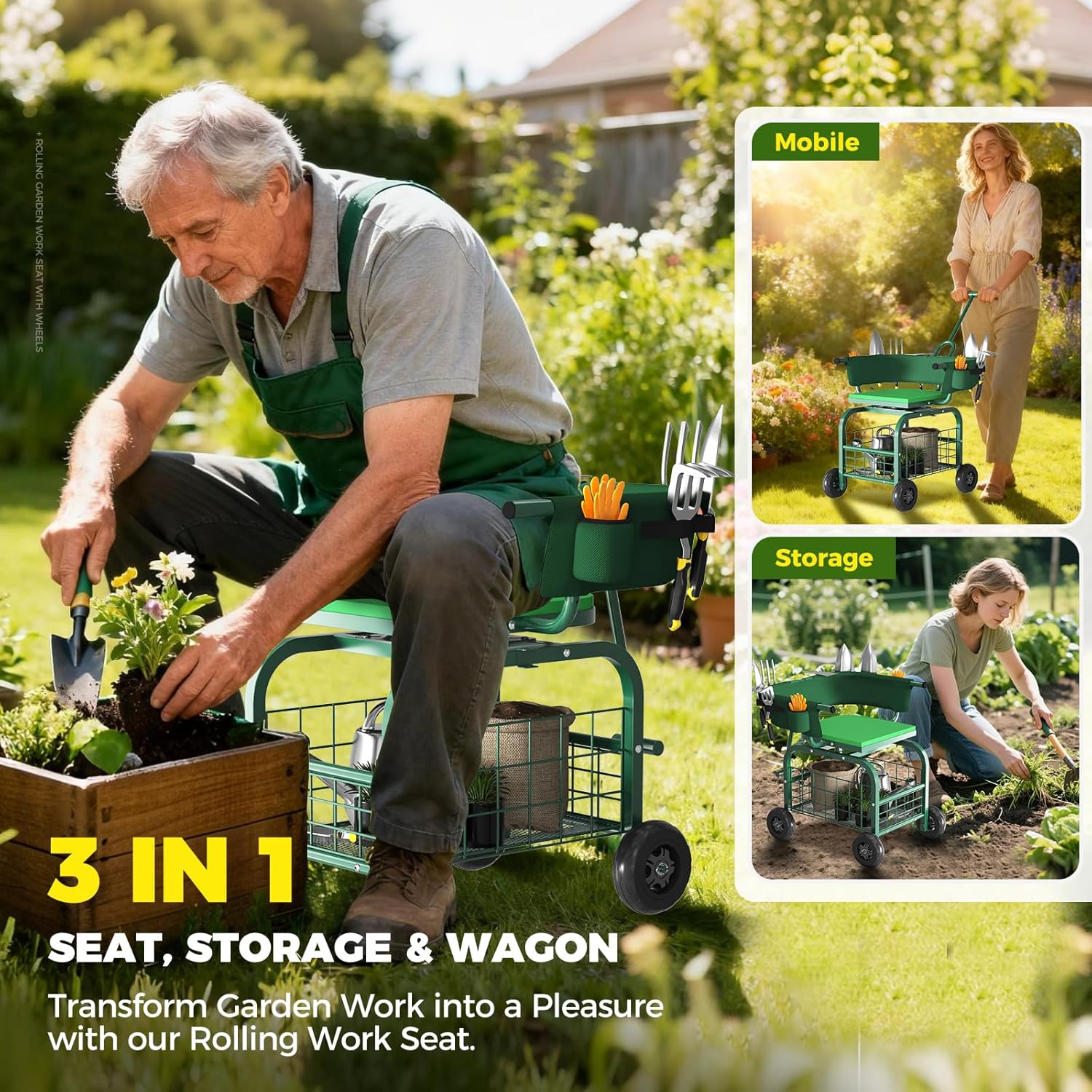 바퀴 달린 정원 의자, 360도 회전 가능한 정원용 스 - Gardening Tools For Seniors 리뷰 및 가격