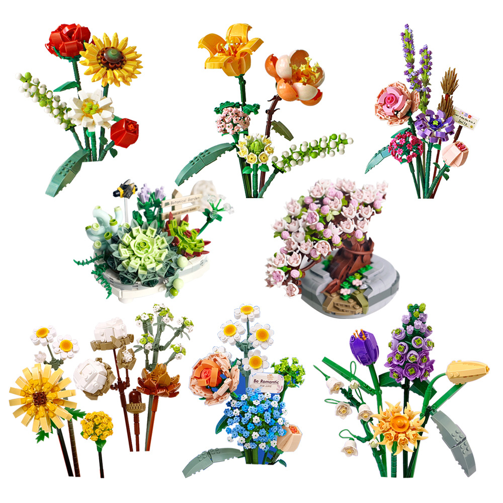 로맨틱 장미 꽃 해바라기 수선화 정원 집 빌딩 블록 클 - Gardening Tools Kids Set 리뷰 및 가격