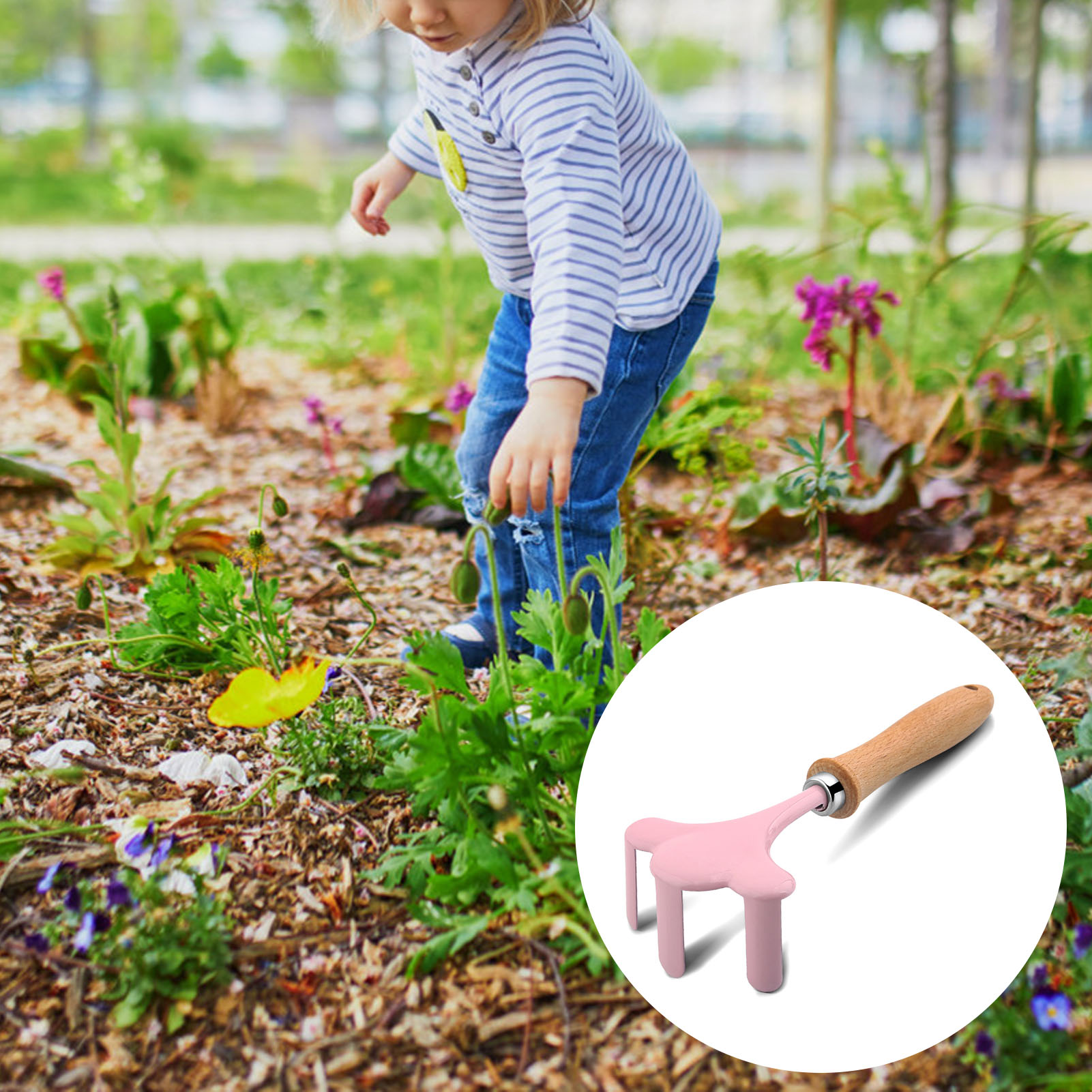 작은 정원사 도구 세트, 나무 손 삽 갈퀴 포크 세트, - Gardening Tools Kids Set 리뷰 및 가격